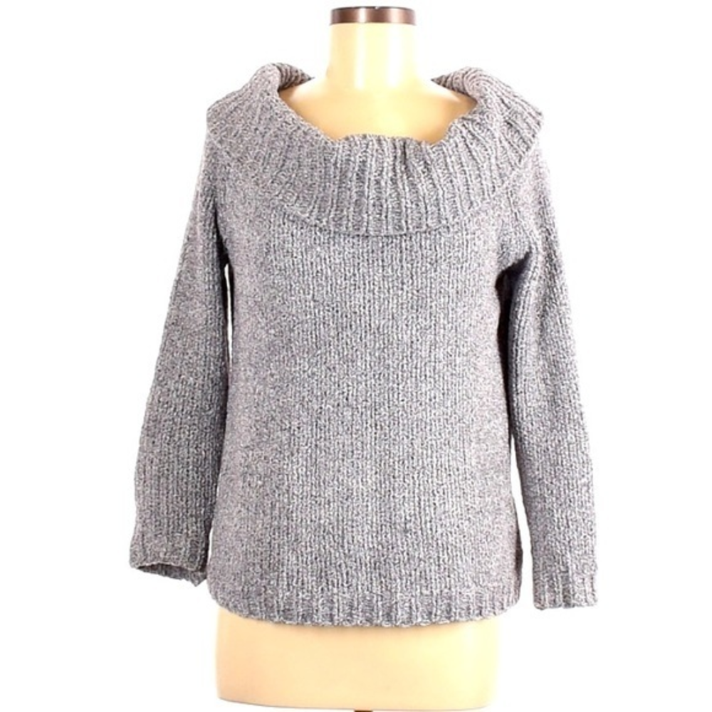 BB Dakota S grey wide cowl neck chenille long sleeve pull on sweater